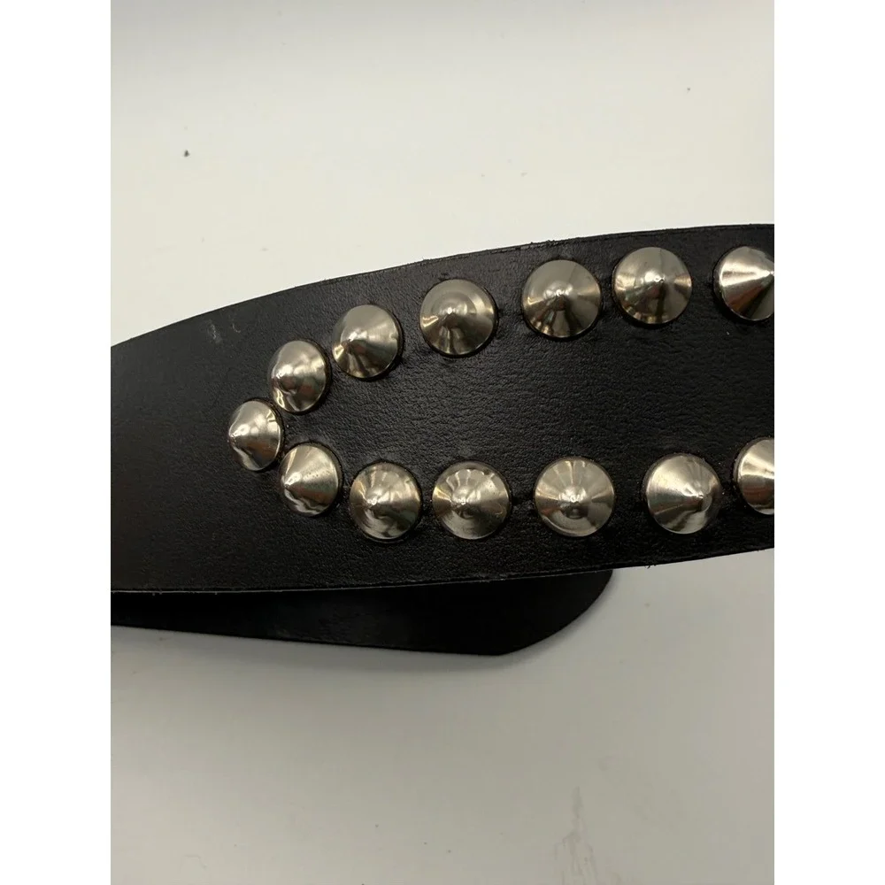 Amiee Lynn Black Genuine Leather Double Row Studded Belt Punk Rock Medium 114947